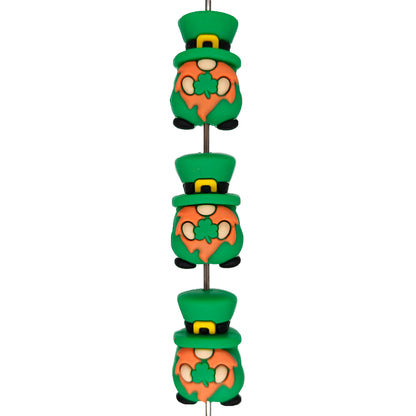 3D St Patricks Day Gnome Silicone Focal Beads