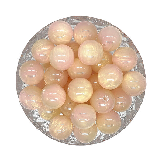 16mm Round Peach Pink Pearlescent Acrylic Beads