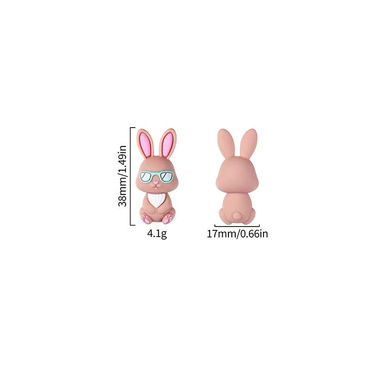 3D Rabbit In Sunglasses Silicone Focal Bead