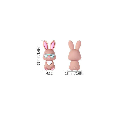 3D Rabbit In Sunglasses Silicone Focal Bead