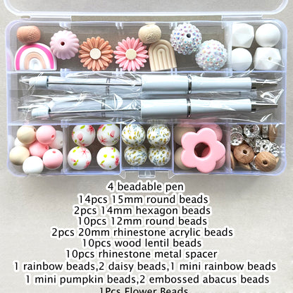 60Pcs Assorted Loose Bead Kit,Flower Bead,Focal Beads