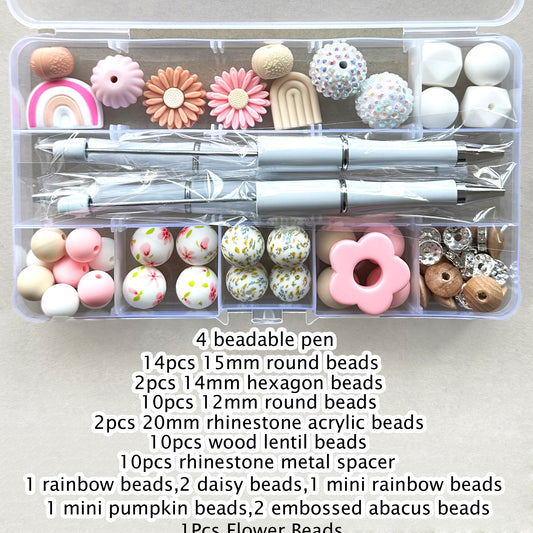 60Pcs Assorted Loose Bead Kit,Flower Bead,Focal Beads
