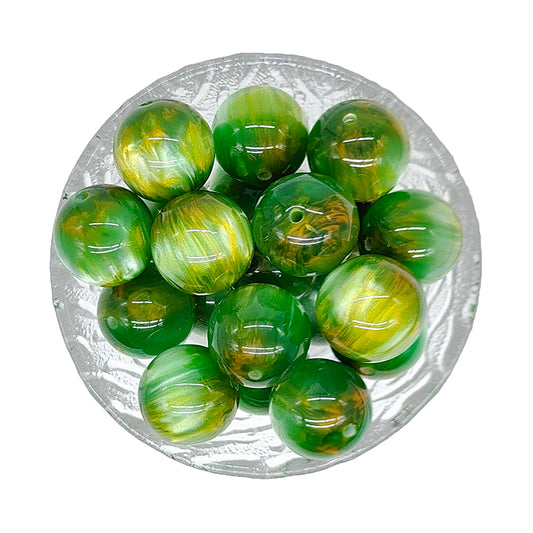 20mm Green Pearlescent Chunky Bubblegum Acrylic Beads
