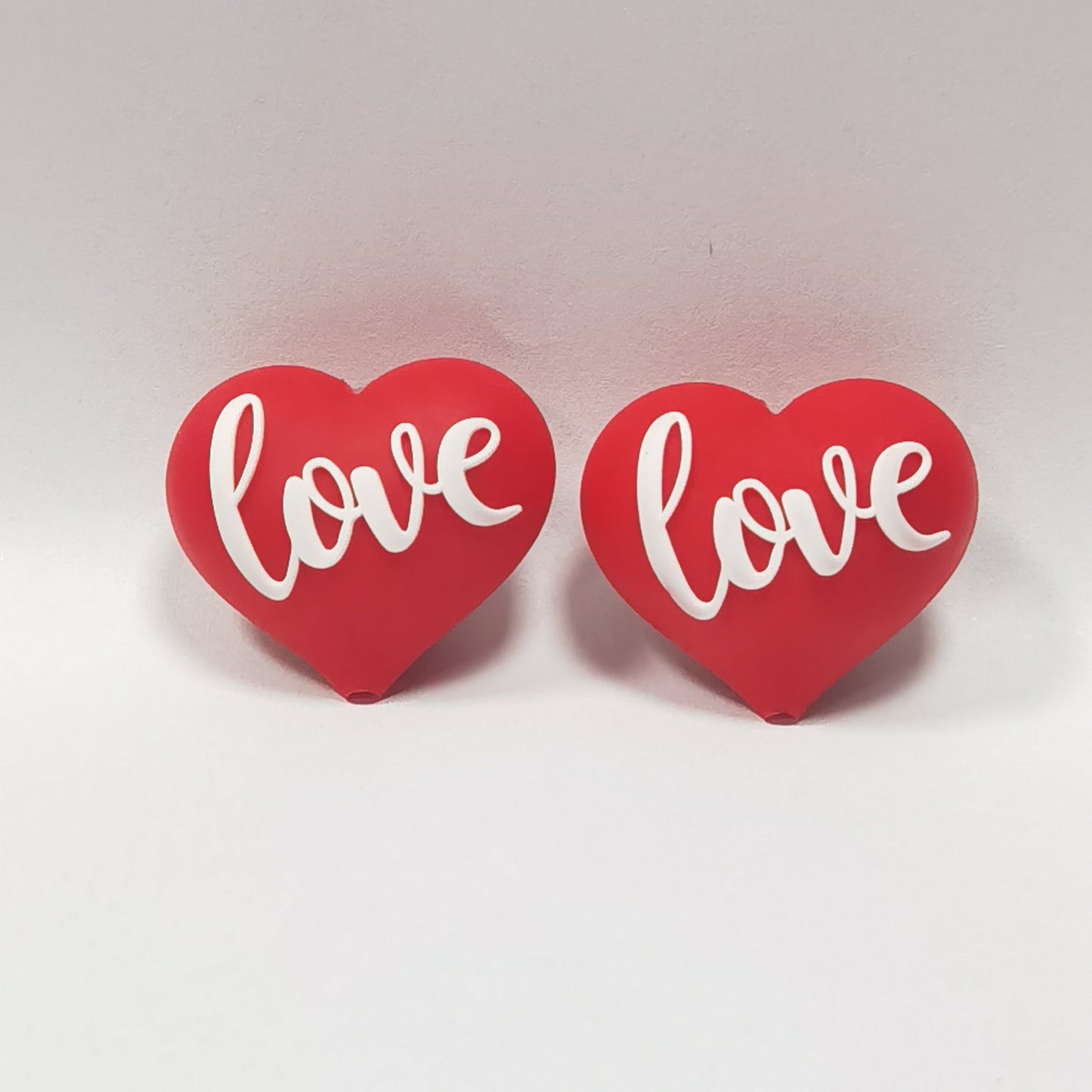 3D Red Heart Love Silicone Focal Beads