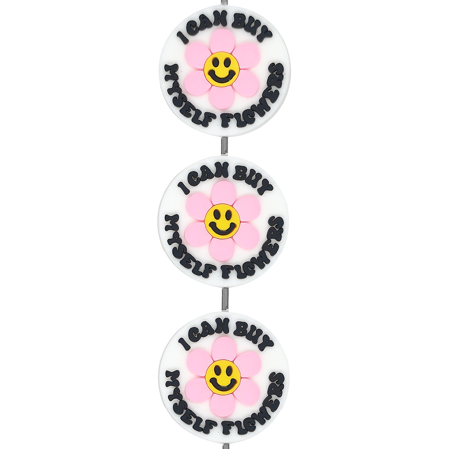 Pink Flower Smiley Focal