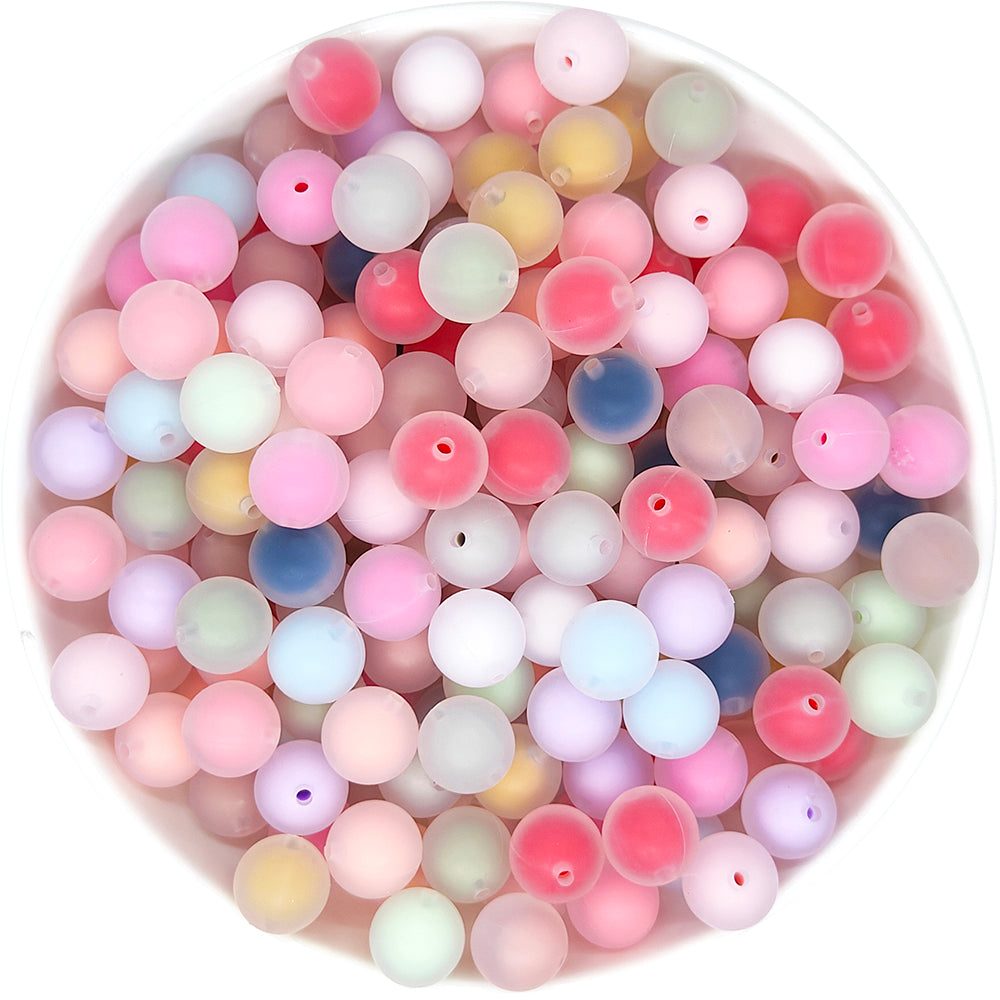 New 14mm Matt Transparency Colored Silicone Beads,Pearl,Mix Beads