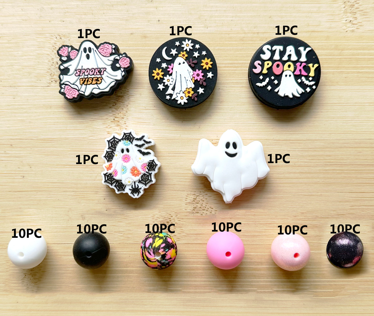 65Pcs Halloween Assorted Set,Ghost Focal Beads Mix