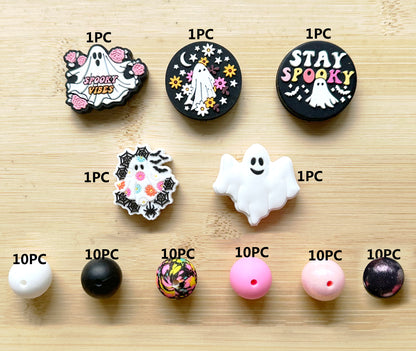 65Pcs Halloween Assorted Set,Ghost Focal Beads Mix