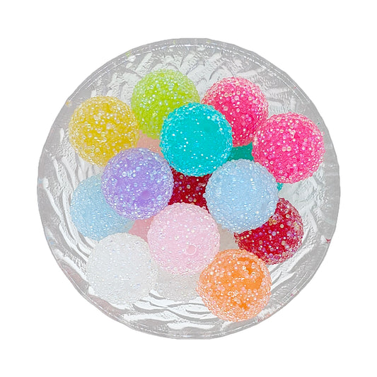 20mm Clear Sugar Beads Mix, Chunky Bubblegum Beads