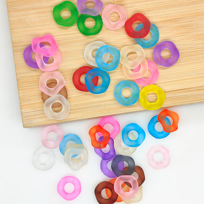 16mm Frosted Clear Wavy Spacer Beads Mix,Flat Disk Beads