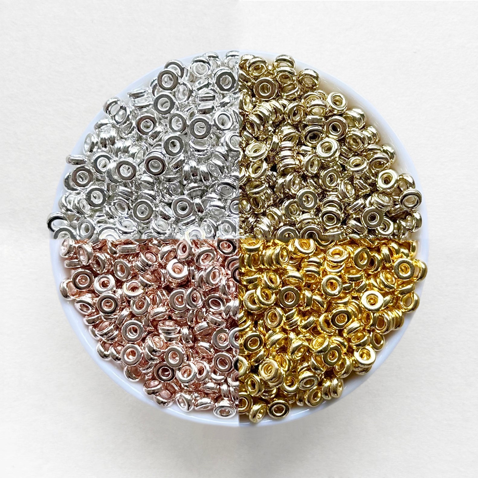 6mm Gold,Silver,Rose Gold Flat Disc Spacers,CCB Plastic Spacers Beads