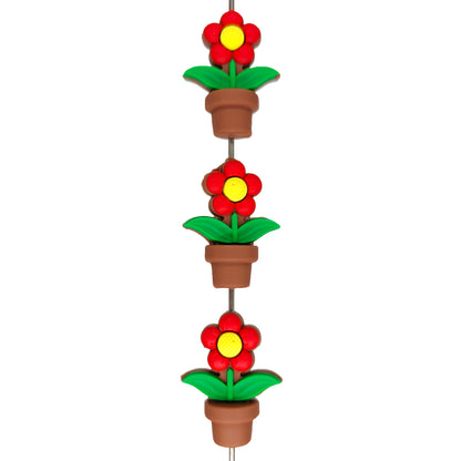 3D Potted Red Flower Focal