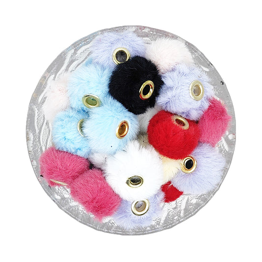 Mix Color Faux Furry Large Hole Spacer Beads,Fuzzy Beads