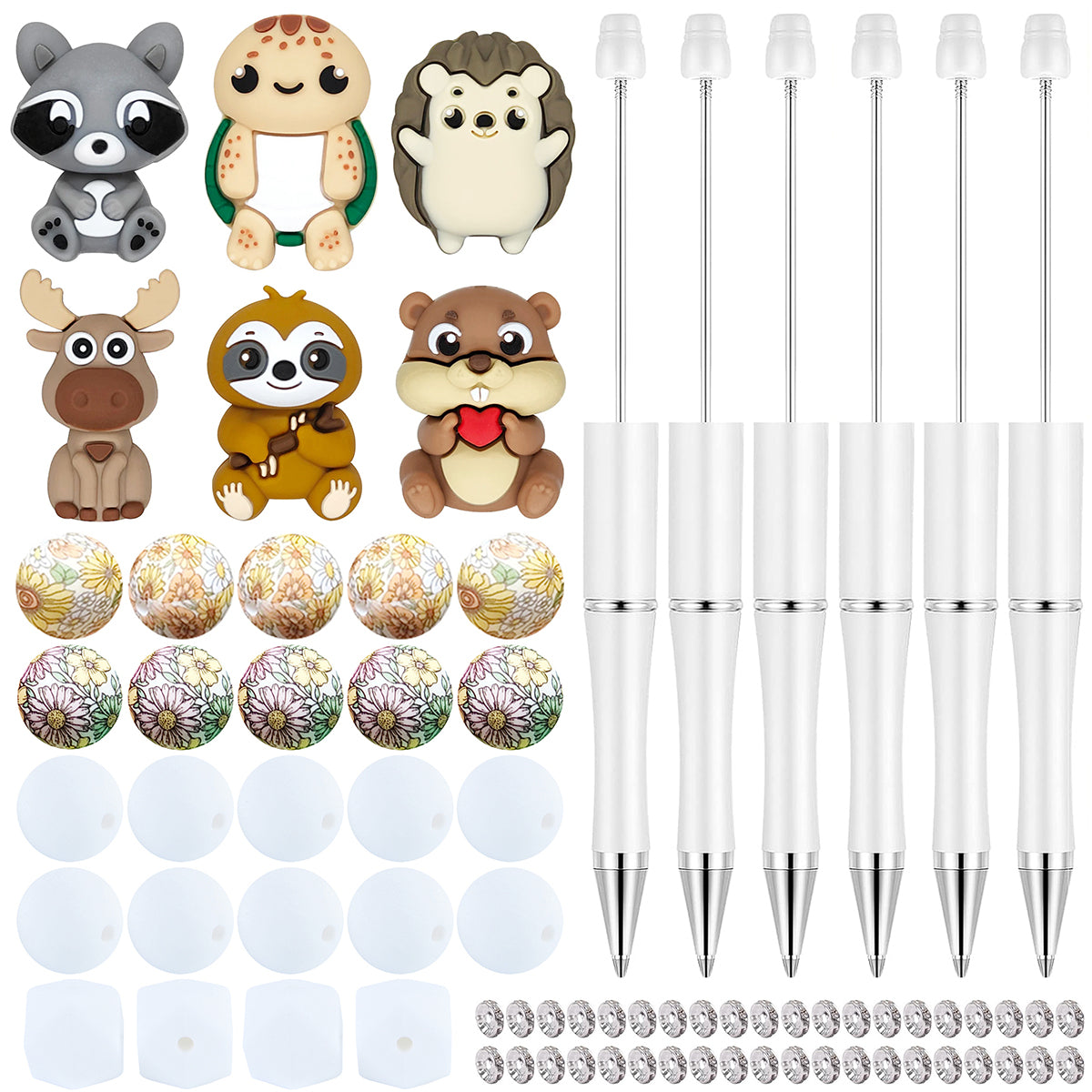 76Pcs Animal Assorted Loose Bead Pen Kit