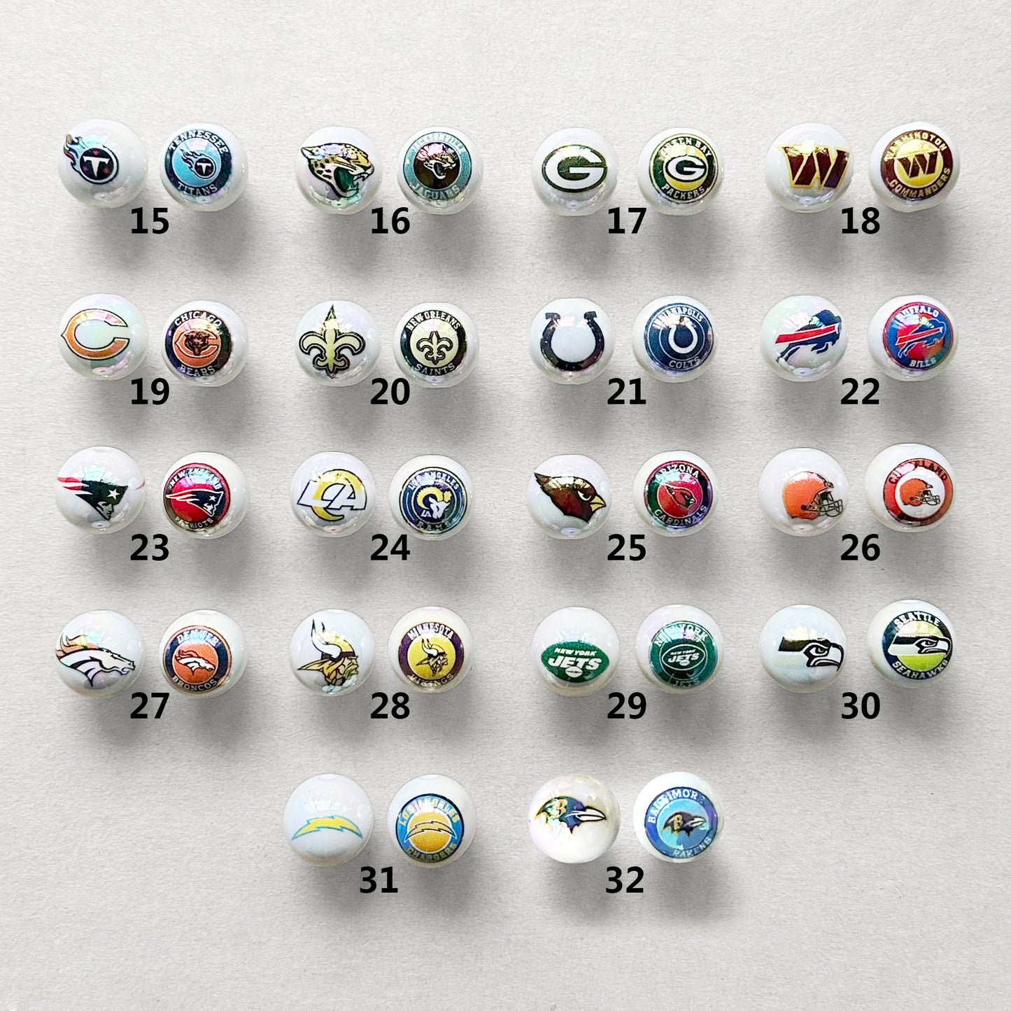 16mm UV Football Team Gumball Acrylic Beads