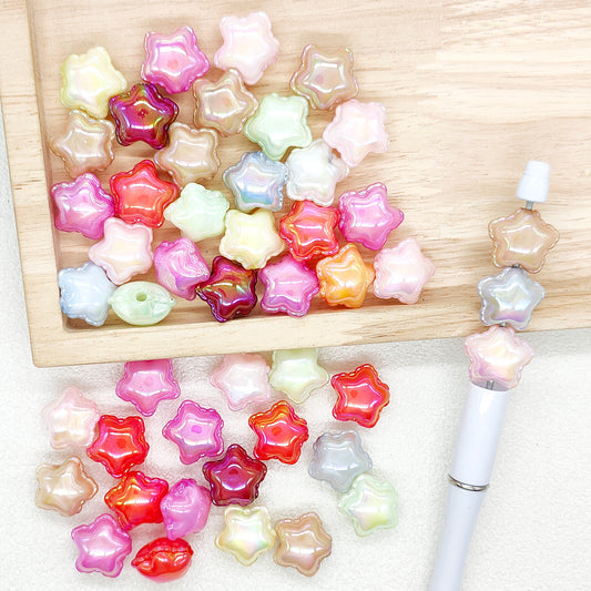 18mm Iridescent Star Acrylic Beads,UV Loose Beads