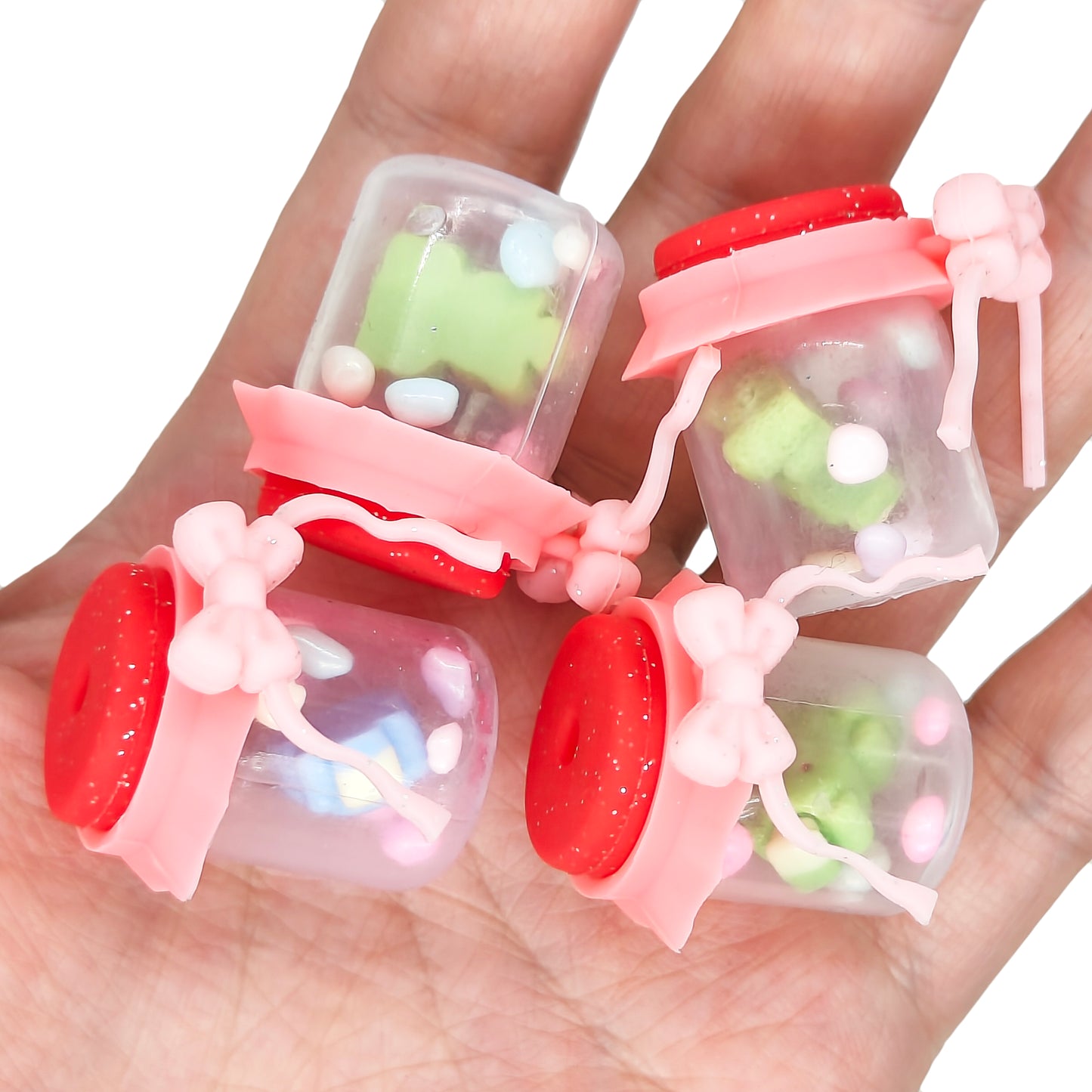 3D Silicone Bow Jar Focal Shaker Beads With Small Stone Inside