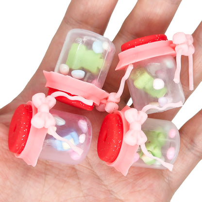 3D Silicone Bow Jar Focal Shaker Beads With Small Stone Inside