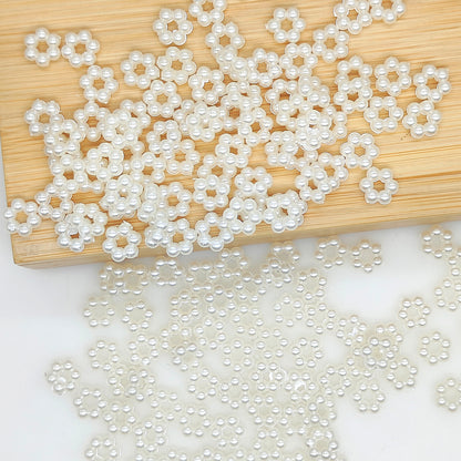 100Pcs 8mm Flower Faux Pearl Acrylic Spacers