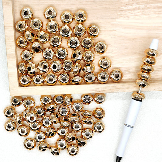 Metallic Faceted Light Rose Gold Abacus Acrylic Beads Large Hole