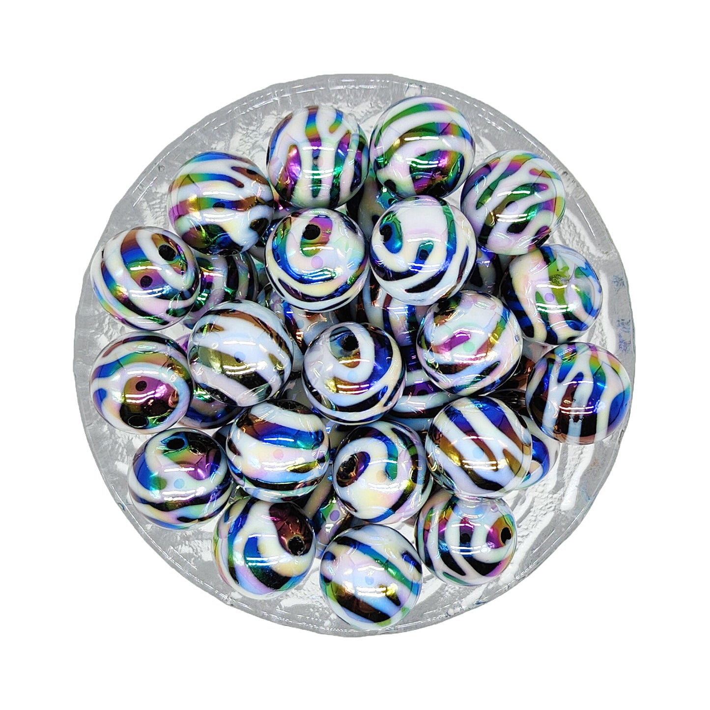 16/20mm Opal Zebra Chunky Bubblegum Acrylic Beads
