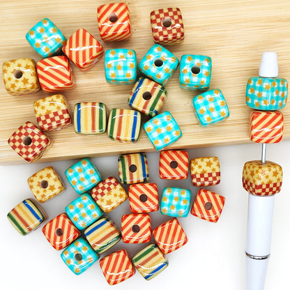 14mm Mixed Pattern Square Cube Acrylic