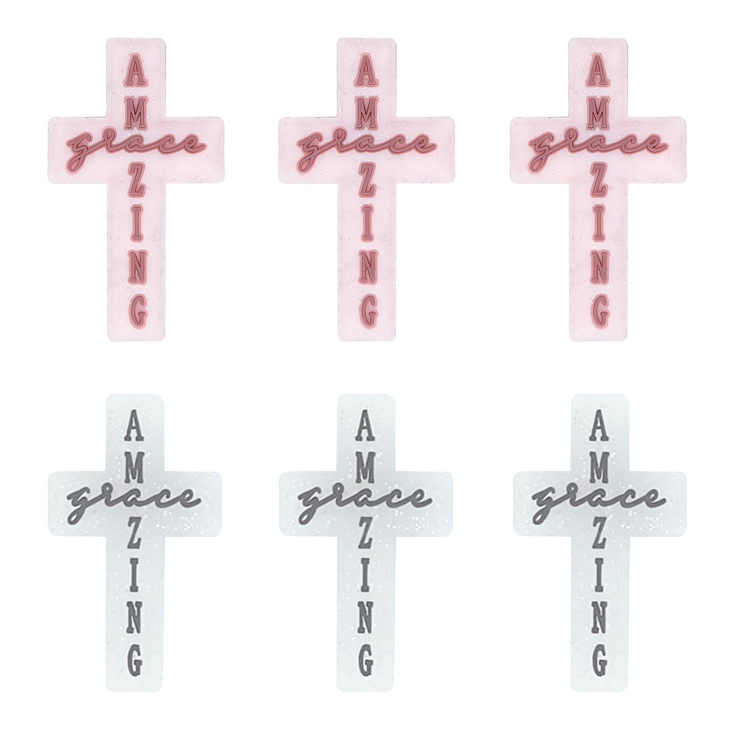 Amazing Grace Cross Glitter Silicone Focal Beads