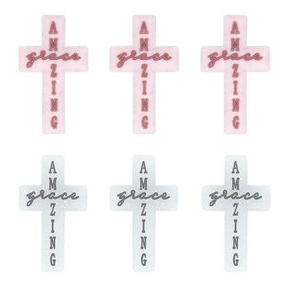 Amazing Grace Cross Glitter Silicone Focal Beads