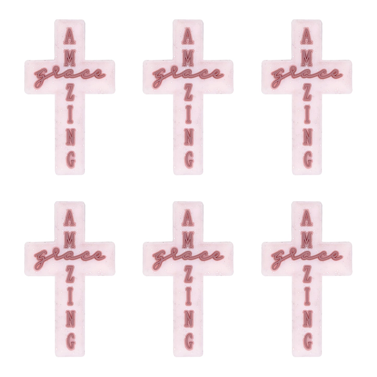 Amazing Grace Cross Glitter Silicone Focal Beads