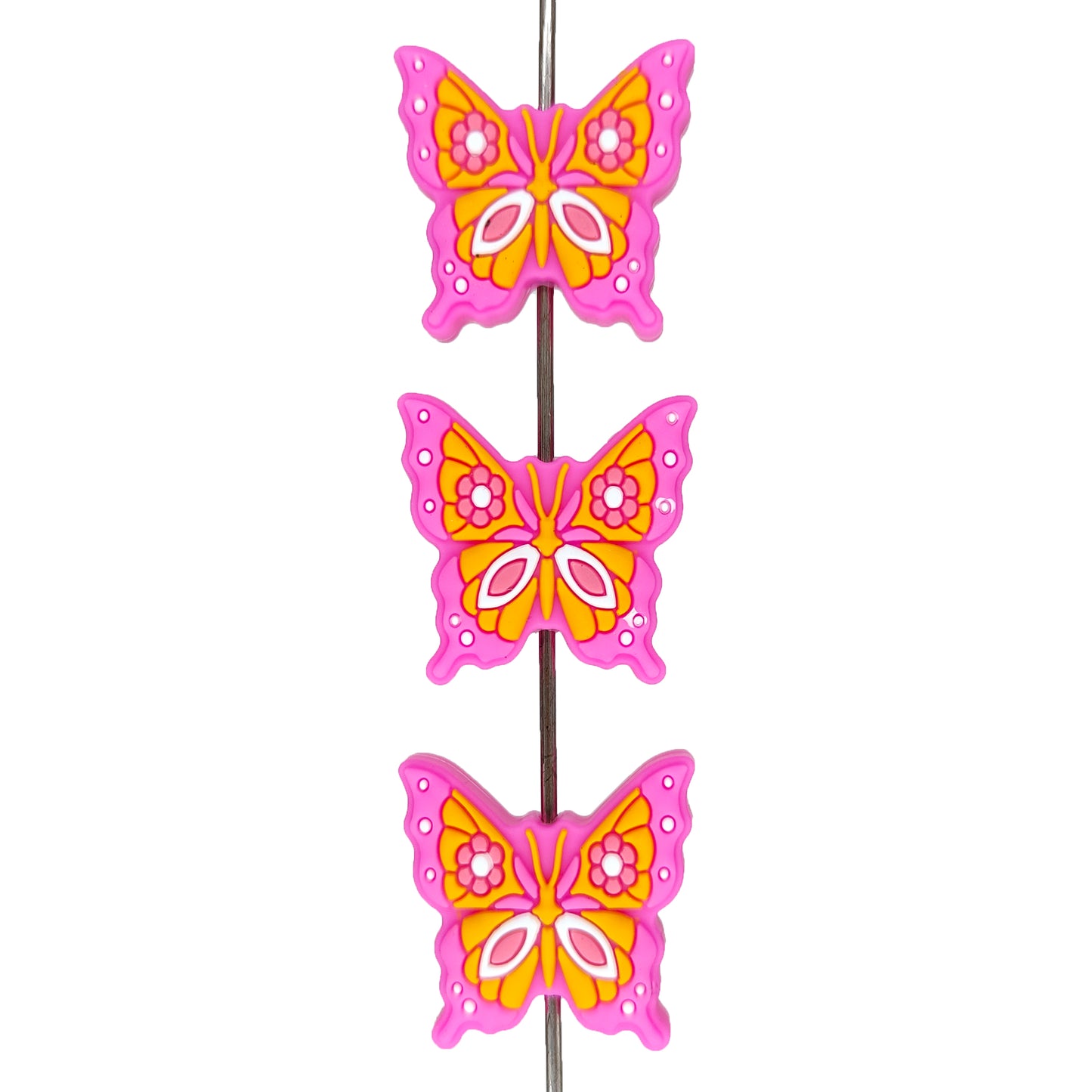 Pink Beautiful Butterfly Silicone Focal Bead