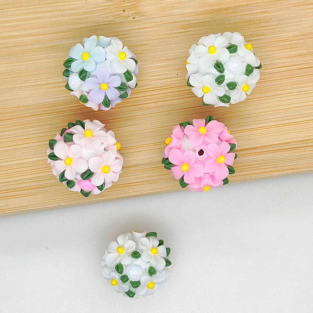 New 20mm Flower Ball,Fancy Polymer Clay Floral Beads