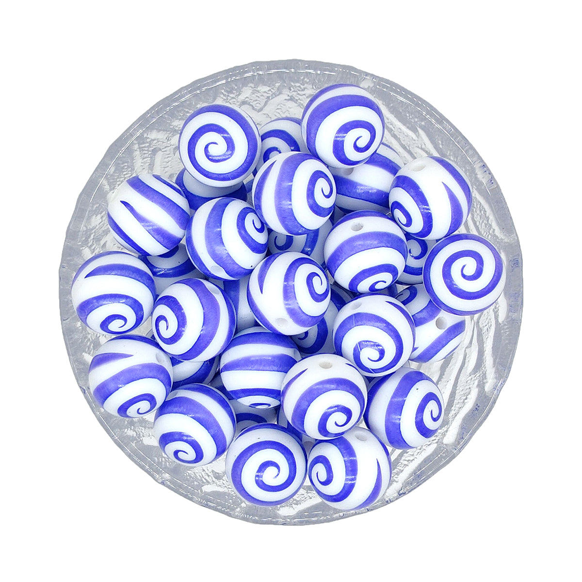 15mm Round Swirl Print Silicone Beads