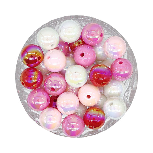 16mm Round Opal Pink Red Acrylic Beads Pack
