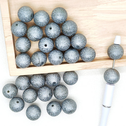 20mm Silver Grey Stardust Chunky Bubblegum Acrylic Beads