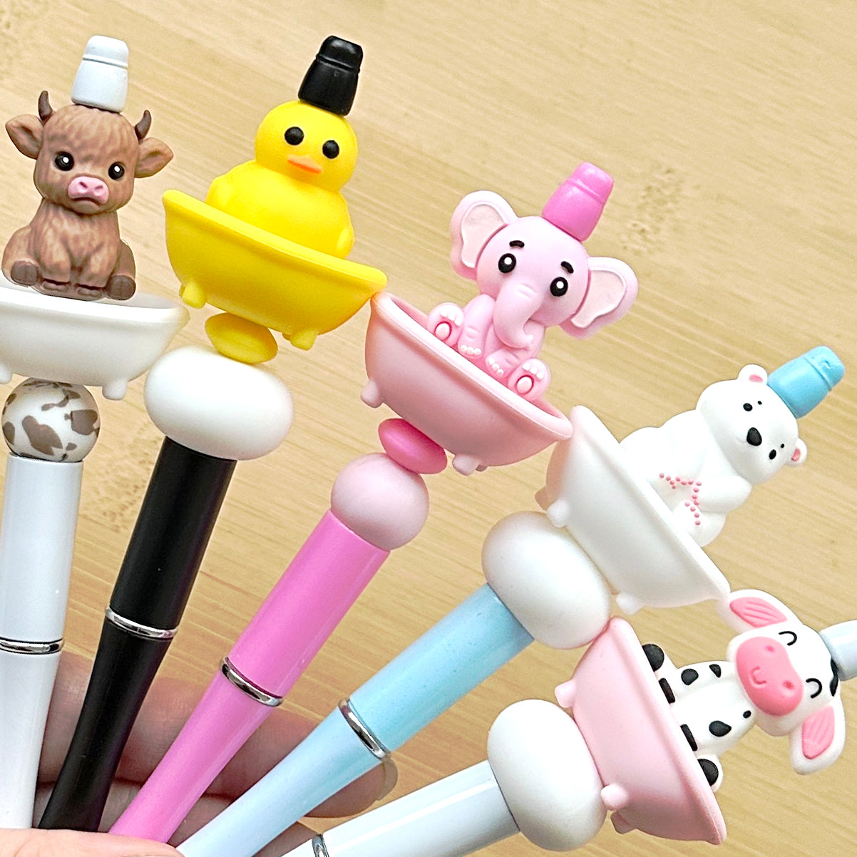 Animal Sitting In The Bathtub Beaded Pen