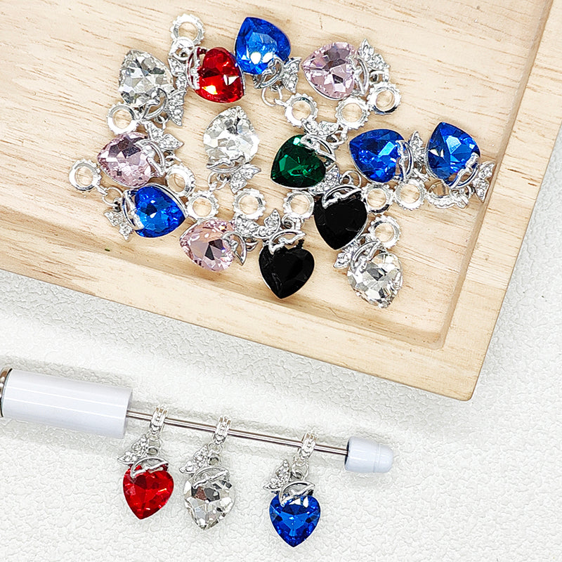 Aolly Colorful Heart Bail Loop Beads,Pen Charm Beads