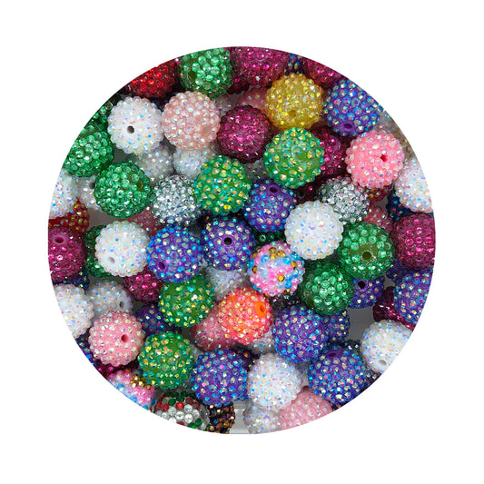 20mm Round Rhinestone Bubblegum Beads