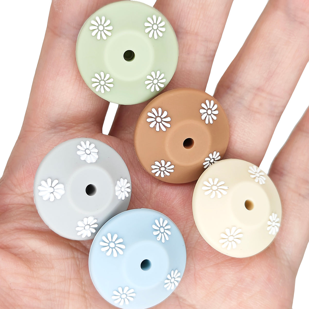 22mm Big Silicone Lentil Spacer Daisy Beads