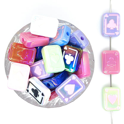 Mix Playing Cards Shaped Acrylic Focal Beads