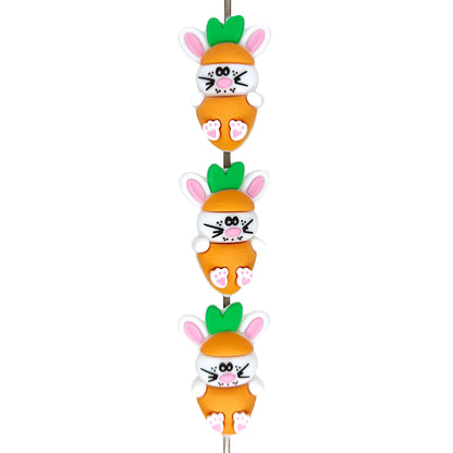 3D Easter Carrot Rabbit Silicone Focal Beads