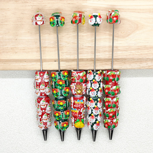 5Pcs/Set Christmas Beadable Pen,DIY Holiday Pen