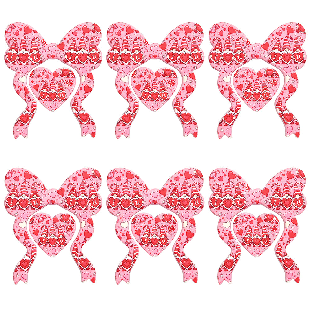 Valentine Day Gnome Bow Heart Print Focal