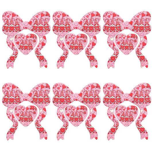 Valentine Day Gnome Bow Heart Print Focal