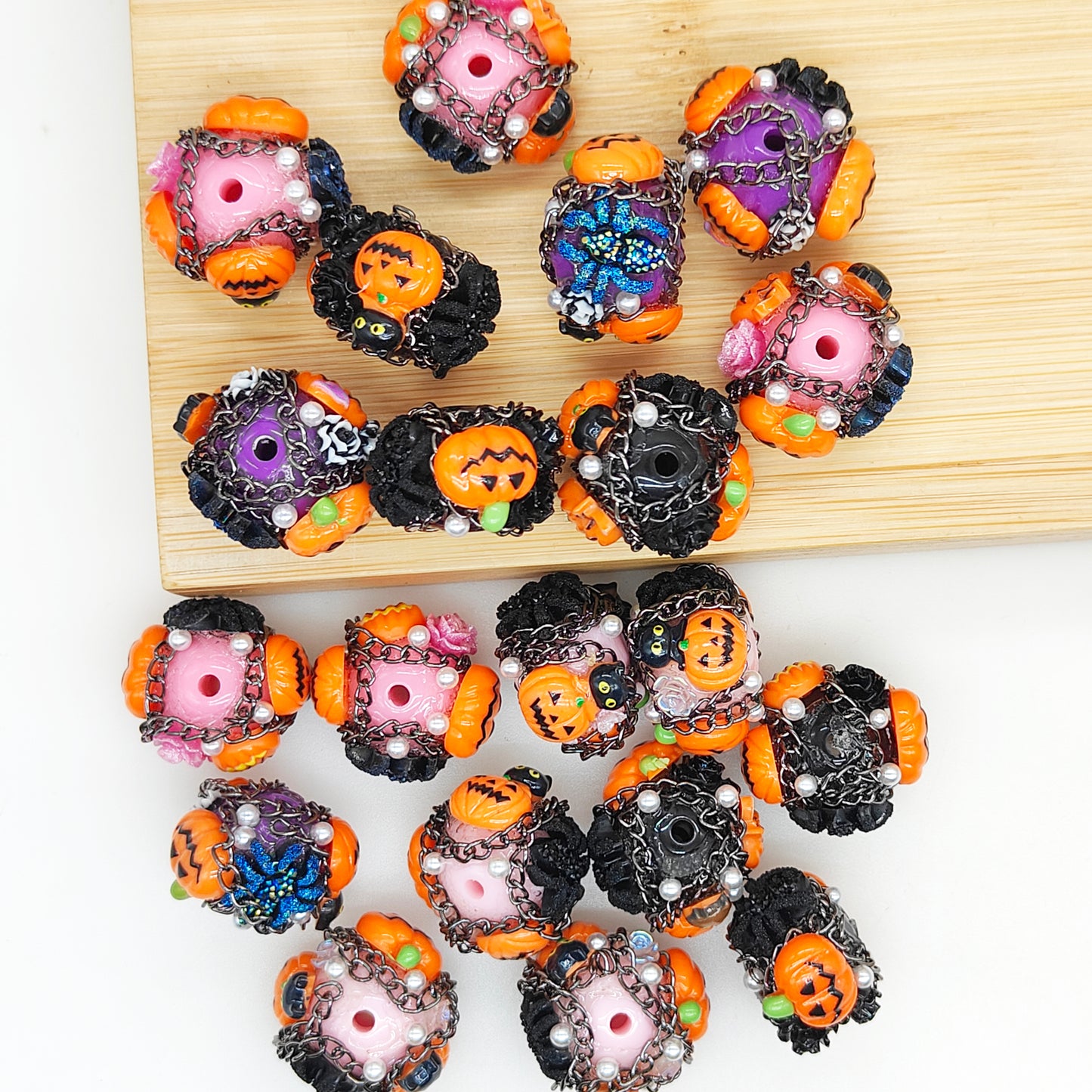Halloween Pumpkin Spider Acrylic Beads,Fancy Beads
