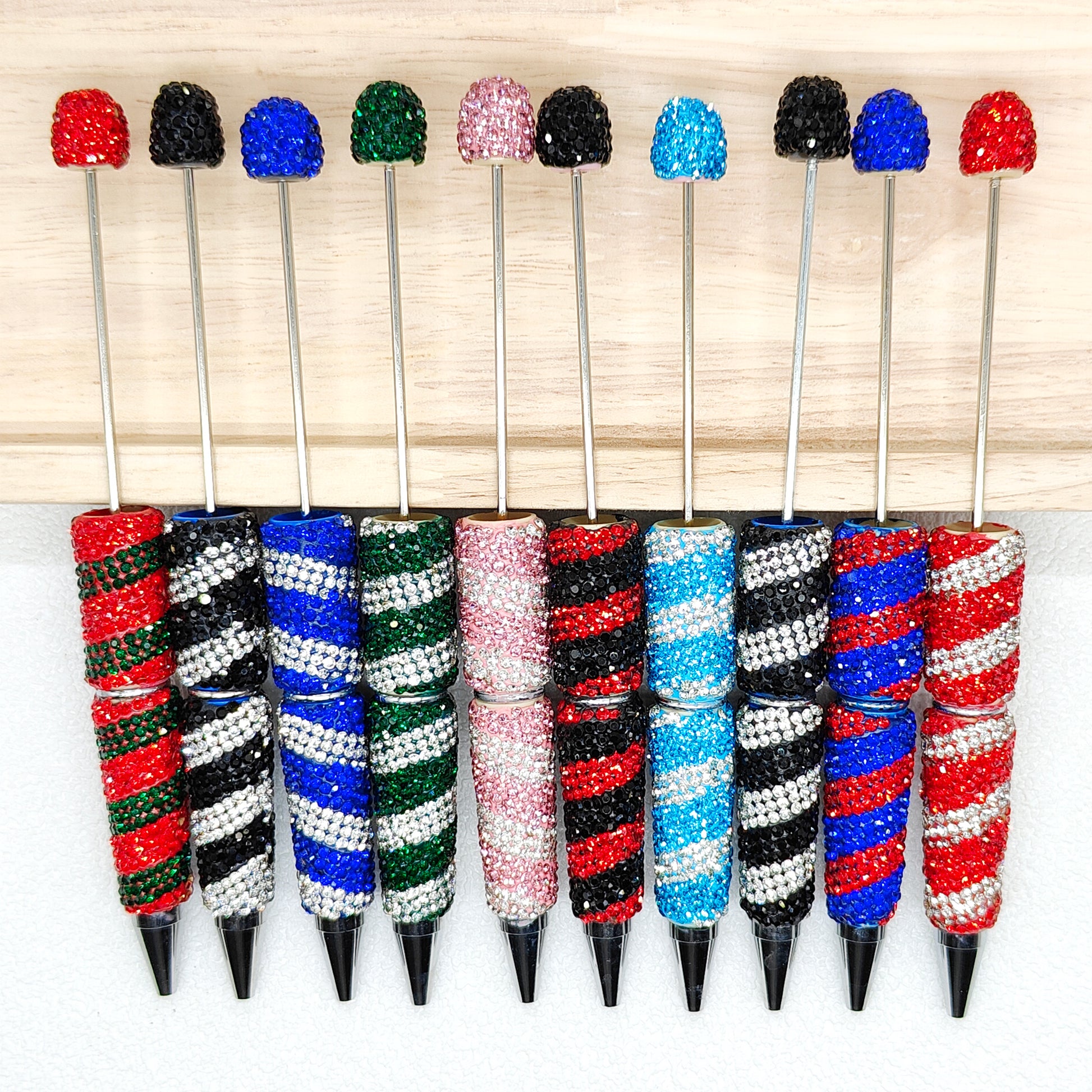 9Pcs/Lot Assorted Color Rhinestone Pen,Fancy Polymer Clay Beadable Pen