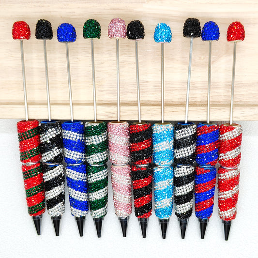 9Pcs/Lot Assorted Color Rhinestone Pen,Fancy Polymer Clay Beadable Pen