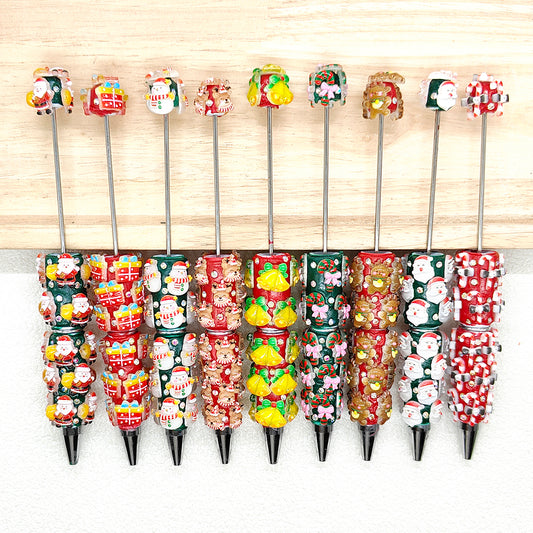 9Pcs/Set Xmas Pen Assorted,Beadable Pen Bar Blank