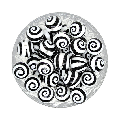 15mm Round Swirl Print Silicone Beads