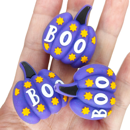 3D Pumpkin Boo Glitter Focal