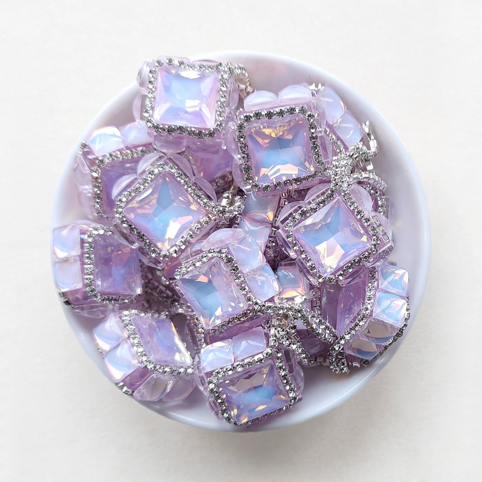 Sparkling Lilac Square Gem Beads, Bling Dangly Beads,Pen Focal ...